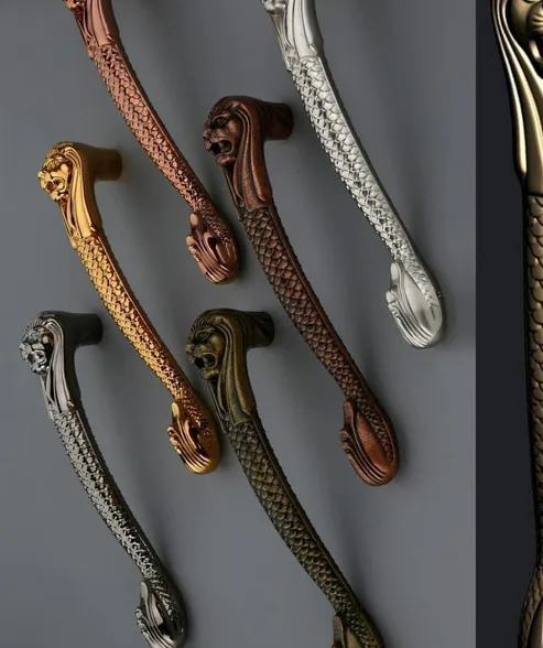 Lion-head door handles in multiple finishes